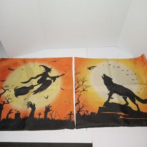 Halloween Slipcovers 17x17 Pillow Covers Witch And Wolf